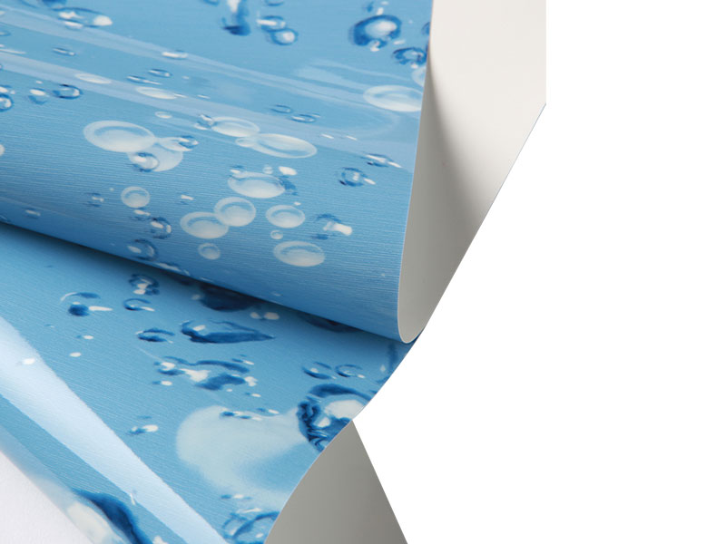 Arkası beyaz, mavi PVC tavan filmi-18